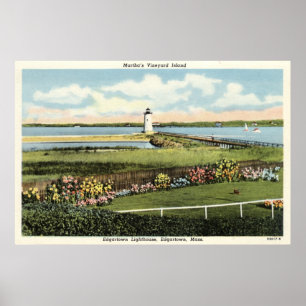 Póster Martha's Vineyard c1925 do farol de Edgartown