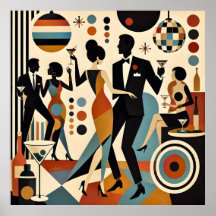 Martínis Jazzy Abstratos e Festa de Coquetel Danç