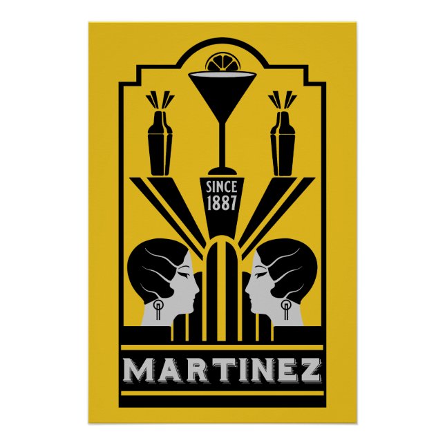 Póster Martinez Cocktail Art Deco (Frente)