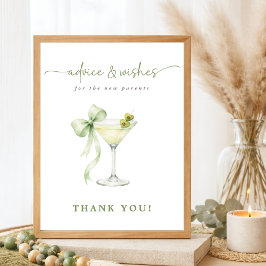 Poster  Martini Baby Shower Advice & Wishes New Parents  