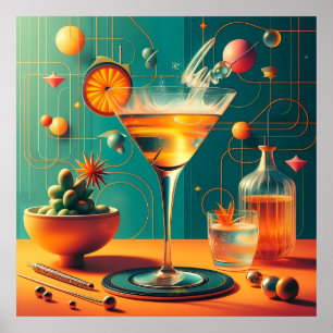 Poster Martini Cósmico Futurista Atômico