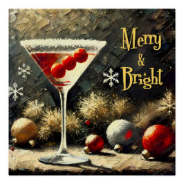 Póster Martini de Natal de Cranberry Triplo Retro dos Ano