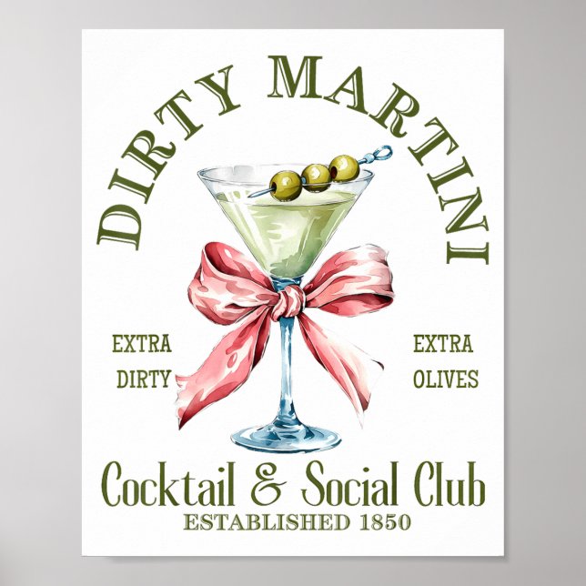 Poster Martini de Solteira Suja Cauda Clube Martini Bebid (Frente)