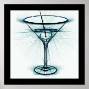 Póster Martini Glass Sketch