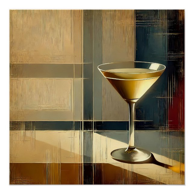 Póster Martini Moderno de Meados do Século em um Raio de  (Frente)