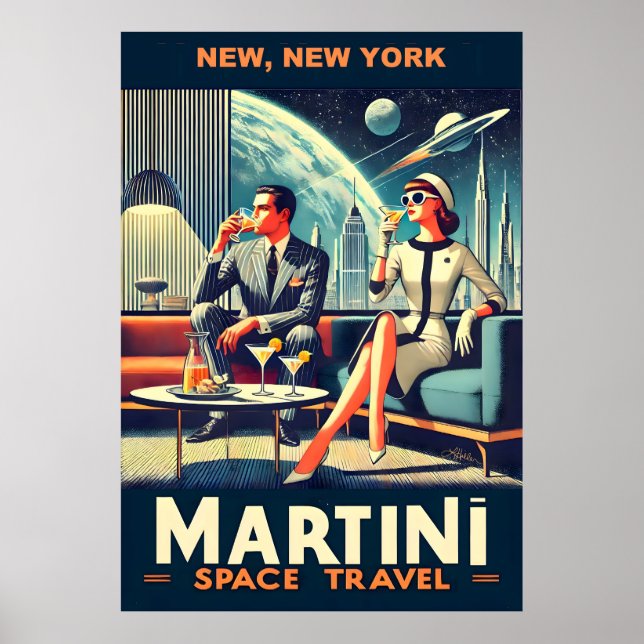 Poster Martini Space Posteres de viagens New, Nova York (Frente)
