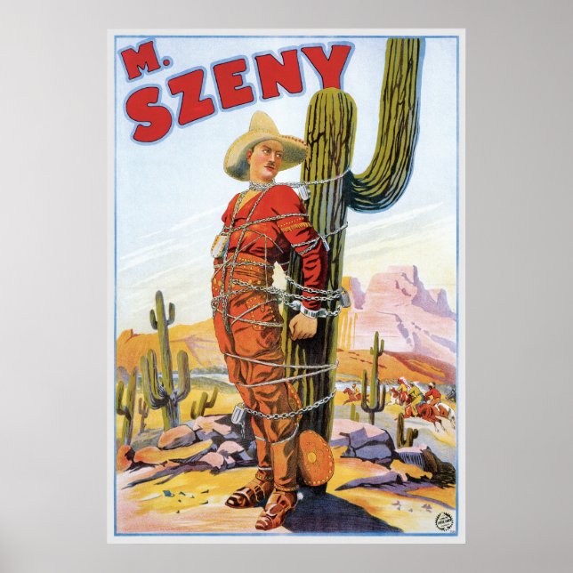 Póster Martini Szeny ~ Vintage Cowboy Wonder Magic Act (Frente)