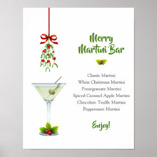 Poster Martinis e Mistletoe Bar de Natal