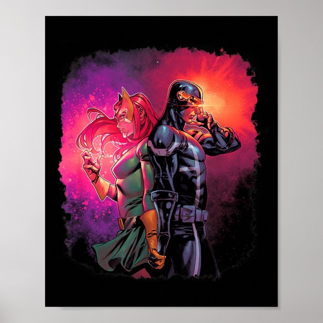 Poster Marvel X-men Ciclope & Jean Grey Variante Valen (Frente)