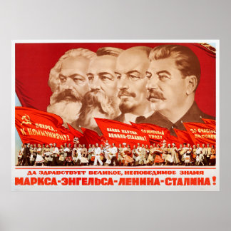 Poster Marx, Engels, Lenin e Stalin, Propaganda 1953