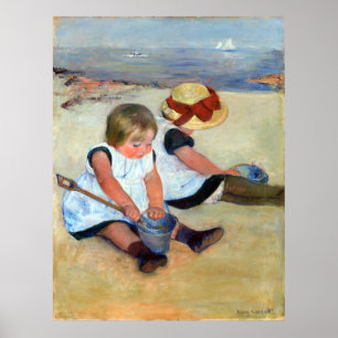 Poster Mary Cassatt Children jogando na praia