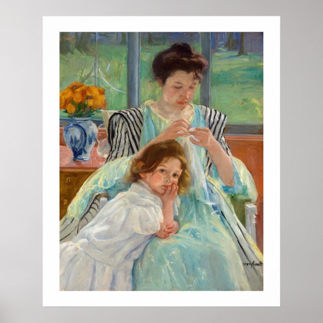 Poster Mary Cassatt - Jovem Mãe costurando (Frente)