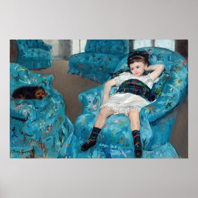 Poster Mary Cassatt - Menina em uma Poltrona Azul (Frente)