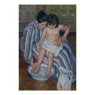 Póster Mary Cassatt O Banho da Criança Brilhante