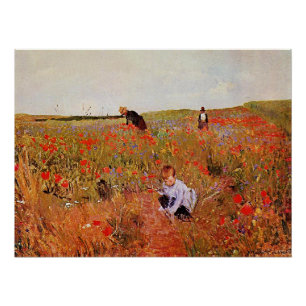 Póster Mary Cassatt trabalho de arte, Red Poppies,