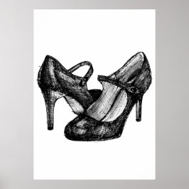 Poster Mary Jane Heels Fashion Sketch