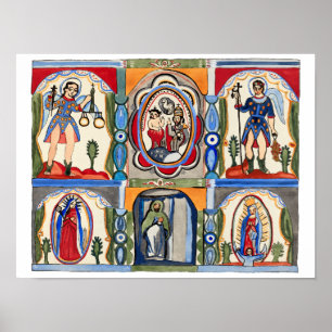 Poster Mary Jesus Cristo Pintura popular religiosa
