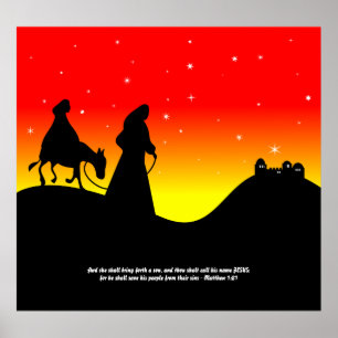 Poster Mary & Joseph, verso da escritura da bíblia