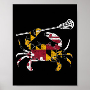 Poster Maryland Blue Crab Lacrosse Lover Tee Flag De Mary