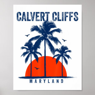 Poster Maryland Calvert Cliffs Surfing no Oceano
