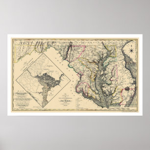 Póster Maryland detalhou o mapa 1795