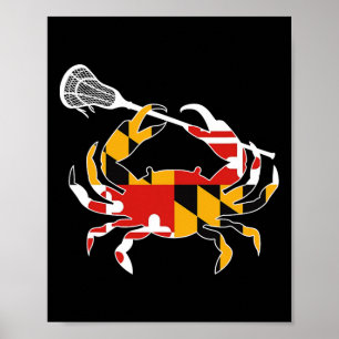 Poster Maryland Flag Crab Lacrosse Complete Stick B