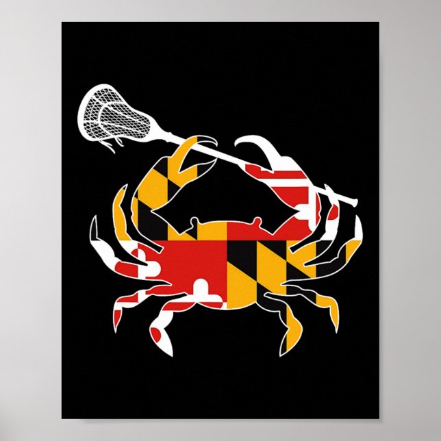 Poster Maryland Flag Crab Lacrosse Complete Stick B (Frente)