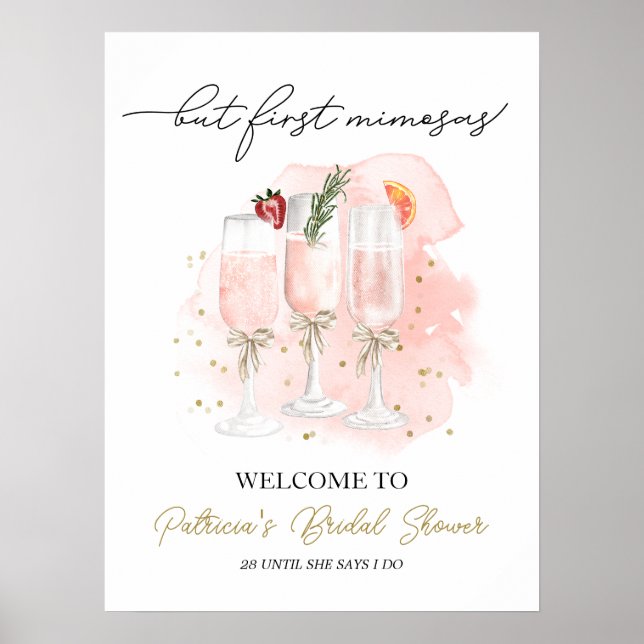 Poster Mas Primeiro Brunch de Mimosas para Noivas Bem-vin (Frente)