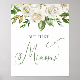 Poster Mas Primeiro Mimosas  Floral Branco Verde