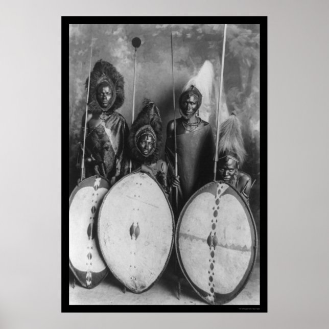 Poster Masai Warriors Kenya, África 1920 (Frente)