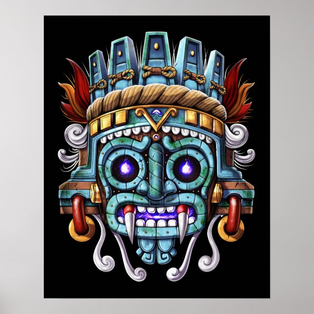 Poster Máscara Aztec Deus Tlaloc (Frente)