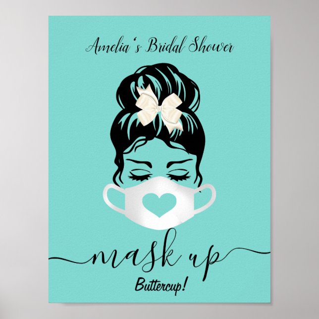 Poster Máscara Azul Teal Rosto Necessário para Eventos So (Frente)