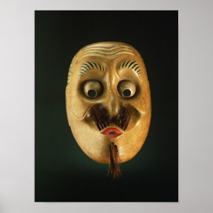 Póster Máscara cómico, teatro de Noh