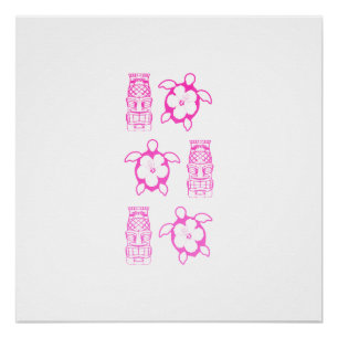 Póster Máscara cor-de-rosa de Honu e de Tiki