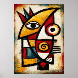 Poster Máscara Cubista Primitiva Geométrica Abstrata Ousa