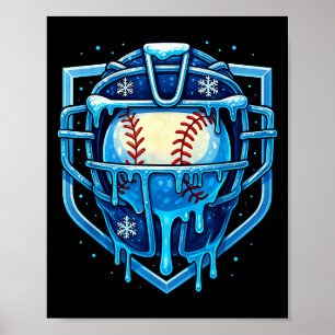 Poster Máscara de apanhador de beisebol com gotejamento d