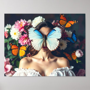 Poster Máscara de borboleta com arredondamento floral