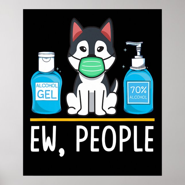 Poster Máscara De Cachorro Siberiana E Lava-Mão (Frente)