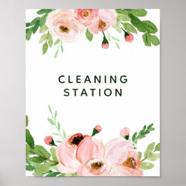 Poster Máscara de casamento floral cor-de-rosa