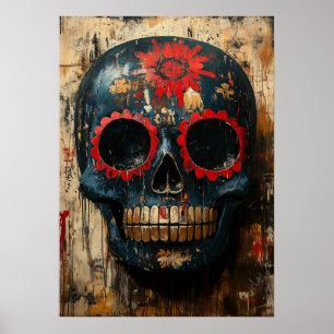 Poster Máscara de Caveira do Dia dos Mortos – Cultura Mex