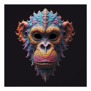 Póster Máscara de Chimpanzé Ornamentada