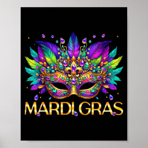 Poster Máscara de Contas do Carnaval Mardi Gras Mulheres