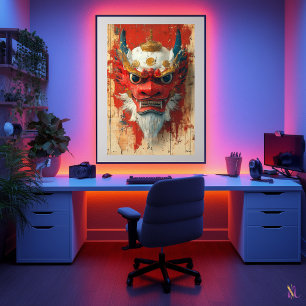 Poster Máscara de Dragão Guardião – Ritual Tibetano e Chi