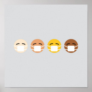 Poster Máscara de Emoji Faces para Cima COVID