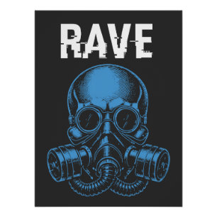 Póster Máscara de Gás Caveira Rave