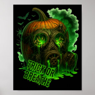 Poster Máscara de Gás de Abóbora Tóxica de Halloween Assu