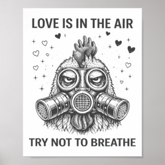 Poster Máscara de Gás do Dia dos Namorados Amor de Galinh