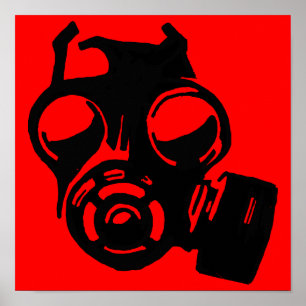 Póster Máscara de Gás Gasmask Gráfico Estêncil Cartaz Sin