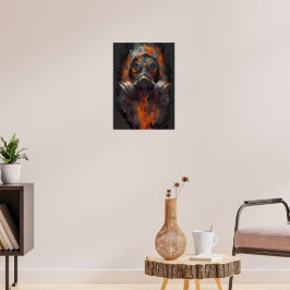 Poster Máscara de Gás Pós Apocalíptica Grunge Tóxico