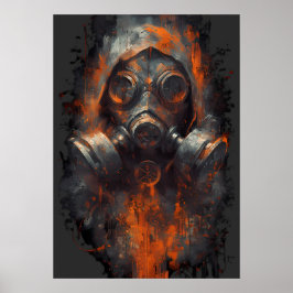 Poster Máscara de Gás Pós Apocalíptica Grunge Tóxico